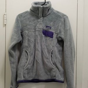 Women’s Patagonia Lt Grey/Purple Snap Pullover S
